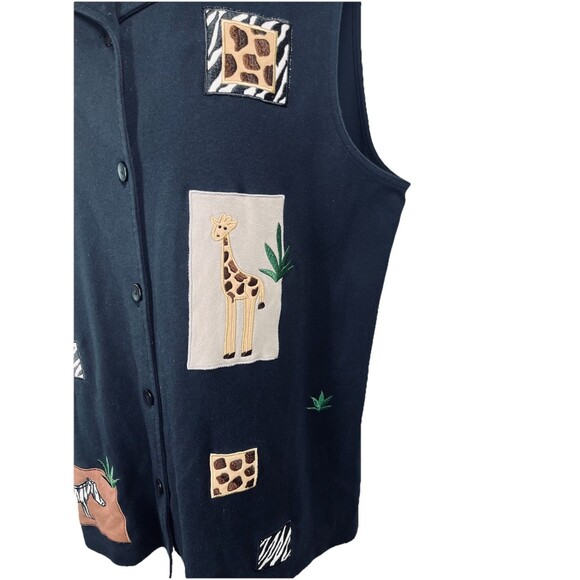 Bechmel Safari Animal Print Sleeveless Button Down Shirt Vest Top Cotton Size XL - Picture 3 of 15